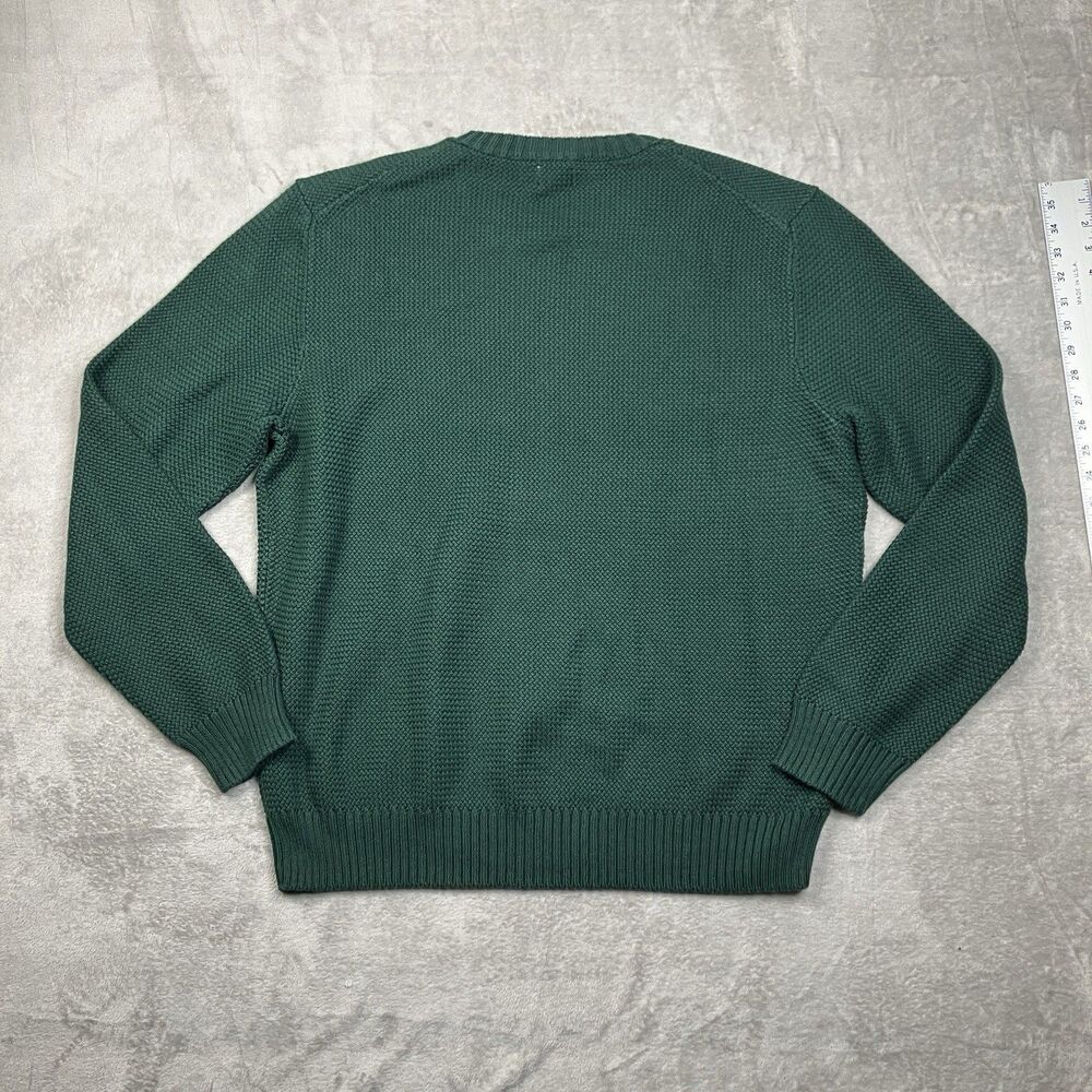 J Crew Sweater Mens S Green Crewneck Premium Basket-stitch Business Casual - Picture 9 of 16